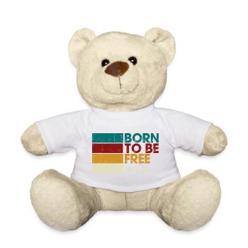 Born to Be Free Gestreiftes Logo - Teddy - Weiß - Vorne