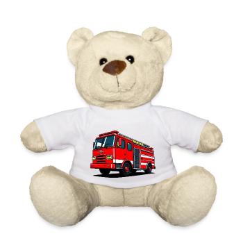 Ready to Roll: Heroic Firetruck in Action - Teddy Bear - white - Front