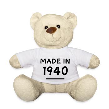 Fabriqué en 1940 - Année de naissance / Anniversaire - Nounours - blanc - Devant