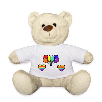 LGBT Gay Pride Balloons Heart - Teddy Bear - white - Front