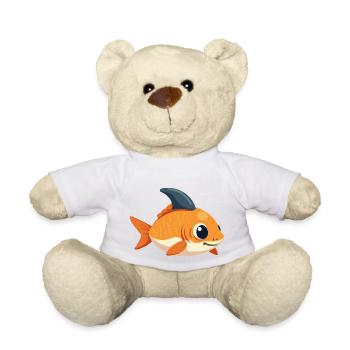 Goldfisch mit Haiflosse – Trau Dich anders zu sein - Teddy - Weiß - Vorne