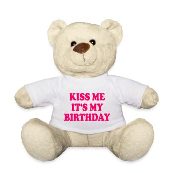 kiss me it's my birthday - Nounours - blanc - Devant