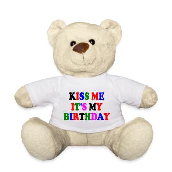 kiss me it's my birthday - Nounours - blanc - Devant