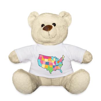 USA Karte Amerika Staaten Map Geographie Erdkunde - Teddy - Weiß - Vorne