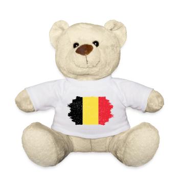 Belgian Flag Brush Stroke - Teddy Bear - white - Front