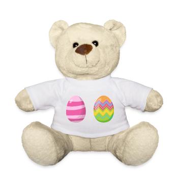 Bunte Eier in guter Pose - Teddy - Weiß - Vorne