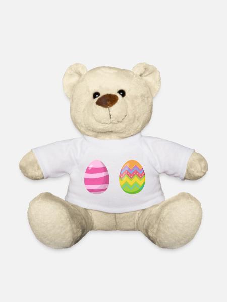 Bunte Eier in guter Pose - Teddy - Weiß