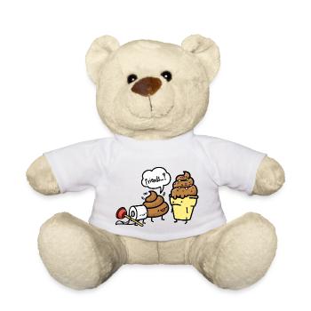 Le tas de caca de kawai et le rouleau de papier toilette rencontrent la crème glacée molle - Nounours - blanc - Devant