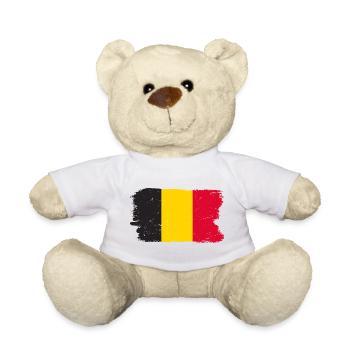 Belgian Flag Brush Stroke - Teddy Bear - white - Front