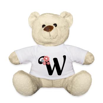 Letter w Minimalist Flowers - Teddy Bear - white - Front