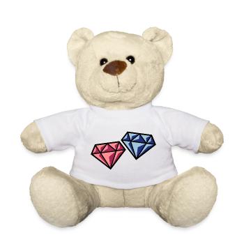 Pair Of Diamonds (Bridal Pair Wedding Symbol, POS) - Teddy Bear - white - Front