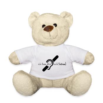 Ich kann dich nicht hören. Limited hearing. - Teddy Bear - white - Front