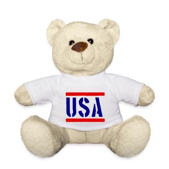 Logo des États-Unis - Slogan - États-Unis d’Amérique - Nounours - blanc - Devant