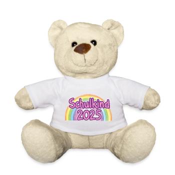 Schulkind 2025 Regenbogen - Teddy - Weiß - Vorne
