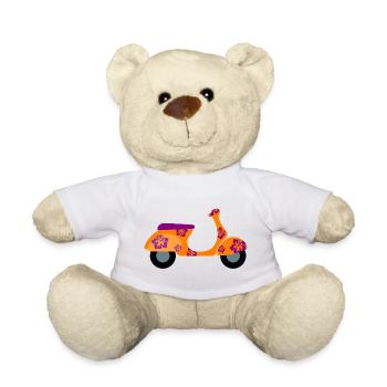 Scooter Hawaii Hibiscus Holiday Retro Fan Fun Vintage - Teddy Bear - white - Front