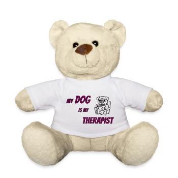 Funny Dog Lover Therapy Tee - Teddy Bear - white - Front