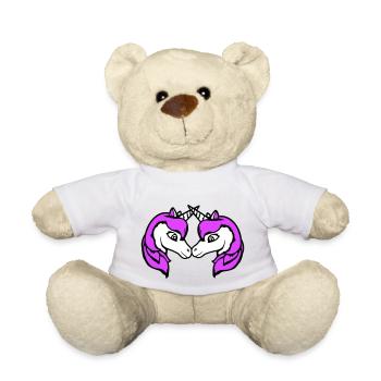 2 Licornes Équipe Paire Cornes Amis Bienvenue Mignon - Nounours - blanc - Devant