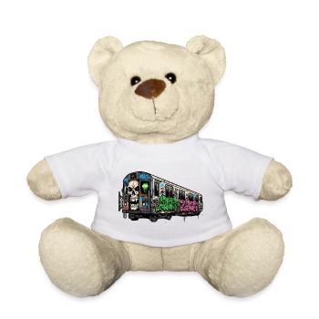 Graffiti Verkehrsbranding auf U-Bahn - Teddy - Weiß - Vorne