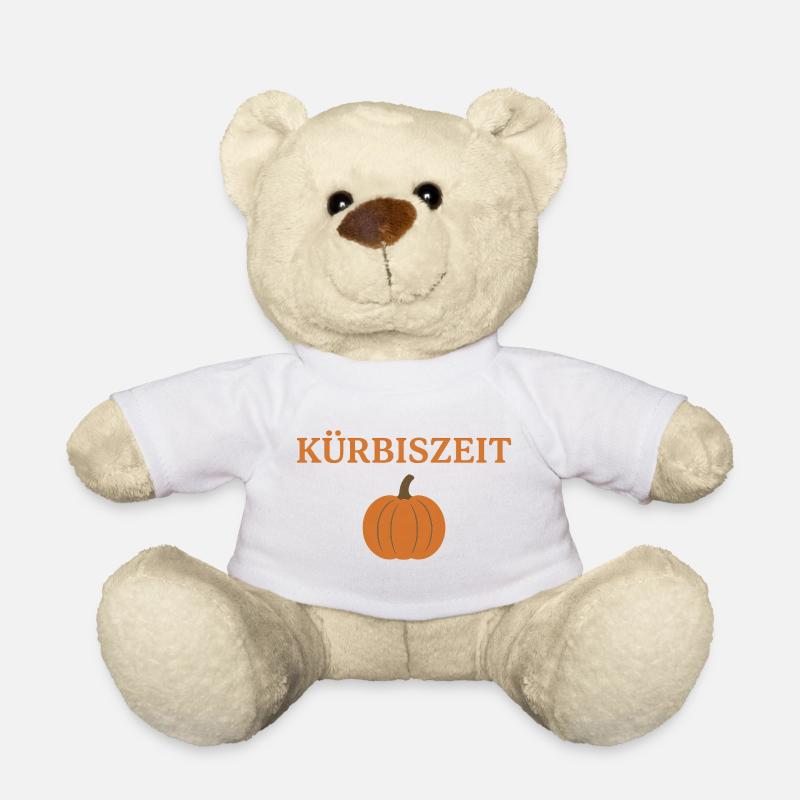 Pumpkin Time Autumn Motif - Teddy Bear - white
