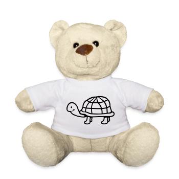 Schildkröte langer Hals lächelt glücklich lustig - Teddy - Weiß - Vorne