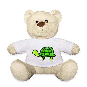 Schildkröte langer Hals lächelt glücklich lustig - Teddy - Weiß - Vorne