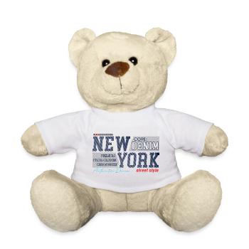 New York Street Style Denim Design - Teddy Bear - white - Front