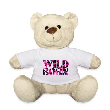 Camouflage Pink World Message Design - Teddy Bear - white - Front