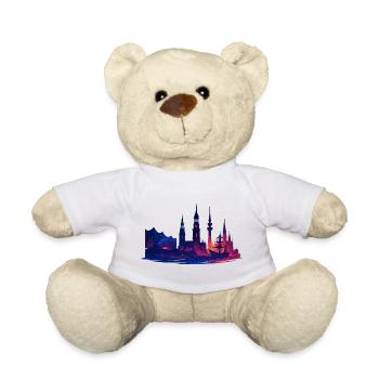 Hamburg Stadt Silhouette galaktisch edel Geschenk - Teddy - Weiß - Vorne