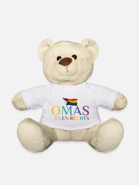 Omas gegen Rechts Regenbogen Flagge - Teddy - Weiß