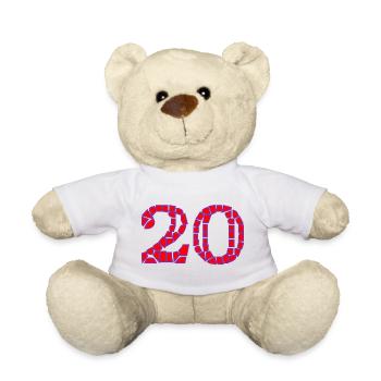 20. 20e ANNIVERSAIRE. ANNIVERSAIRE 20 ANS. 20 ANS. - Nounours - blanc - Devant