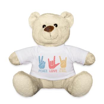 Peace Love Rock 'N Roll Music Guitar Rock Band - Teddy - Weiß - Vorne