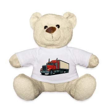 Red Truck Cartoon - Teddy Bear - white - Front