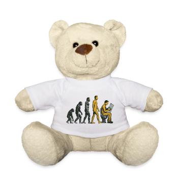 Evolution to Toilet Man Grunge Funny - Teddy Bear - white - Front