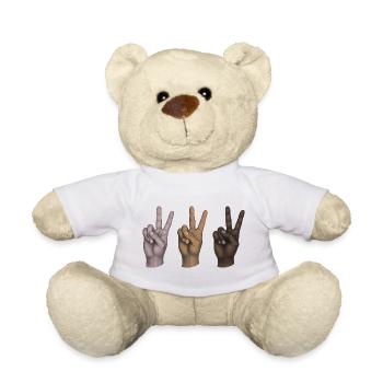 FRIEDEN HÄNDE ALLE GLEICH – Frieden & Liebe - Teddy - Weiß - Vorne