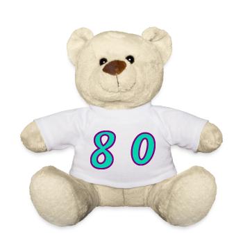 80. 80 YEARS. 80th ANNIVERSARY. 80 YEARS ANNIVERSARY. - Teddy Bear - white - Front