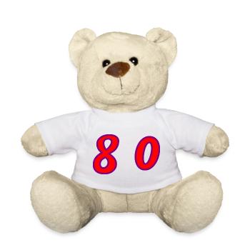 80. 80 YEARS. 80th ANNIVERSARY. 80 YEARS ANNIVERSARY. - Teddy Bear - white - Front