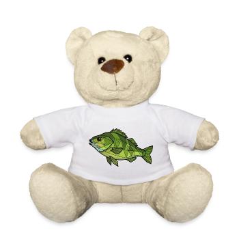 Geometrischer Flussbarsch Low Poly - Teddy - Weiß - Vorne