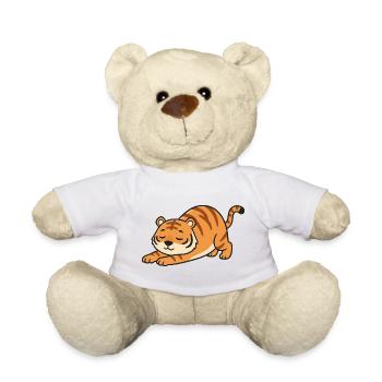 Pose d’étirement du tigre de Kawaii - Nounours - blanc - Devant
