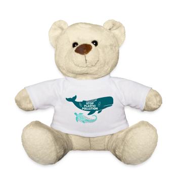Stop Plastic Pollution, whale and turtle - Teddy Bear - white - Front