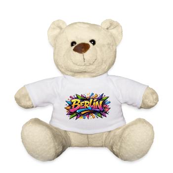 Berlin Graffiti Schriftzug mit bunten Farbeffekten - Teddy - Weiß - Vorne