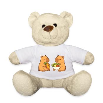 Capybara couple with vegetables – relaxed & cute - Teddy Bear - white - Front