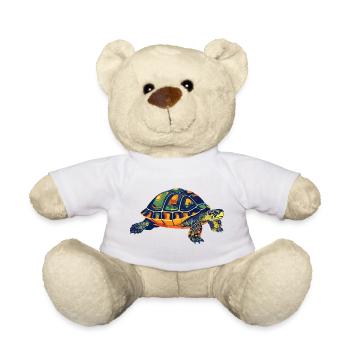 Bunte Mandala Schildkröte tolle Landschildkröte - Teddy - Weiß - Vorne