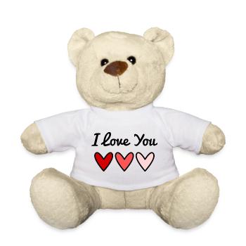 I LOVE YOU. I LOVE YOU. VALENTINE'S DAY. HEART - Teddy Bear - white - Front