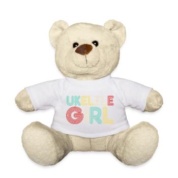 Hawaiian Ukulele Uke Retro 70s - Teddy Bear - white - Front