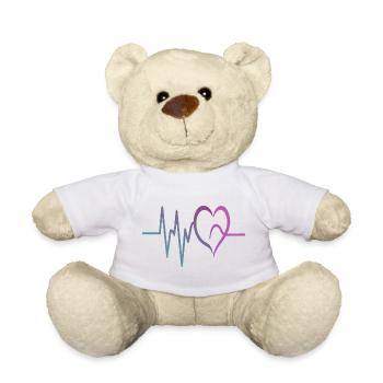 Gradient ECG Heart - Teddy Bear - white - Front