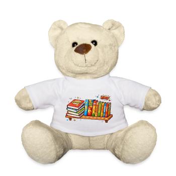 Regal mit Büchern Comic Cartoon Stil - Teddy - Weiß - Vorne