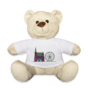 Wiener Stadtsilhouette St. Stephansdom Kunst - Teddy - Weiß - Vorne