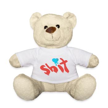 Shit Wort inspirierendes Typografie type in Rot Bl - Teddy - Weiß - Vorne