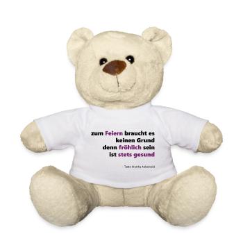 Feierfreudiges Zitat fröhlich gesund - Teddy - Weiß - Vorne
