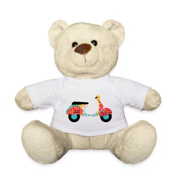 Scooter en tissu Vintage rétro Italie Fan de conduite de cyclomoteur - Nounours - blanc - Devant